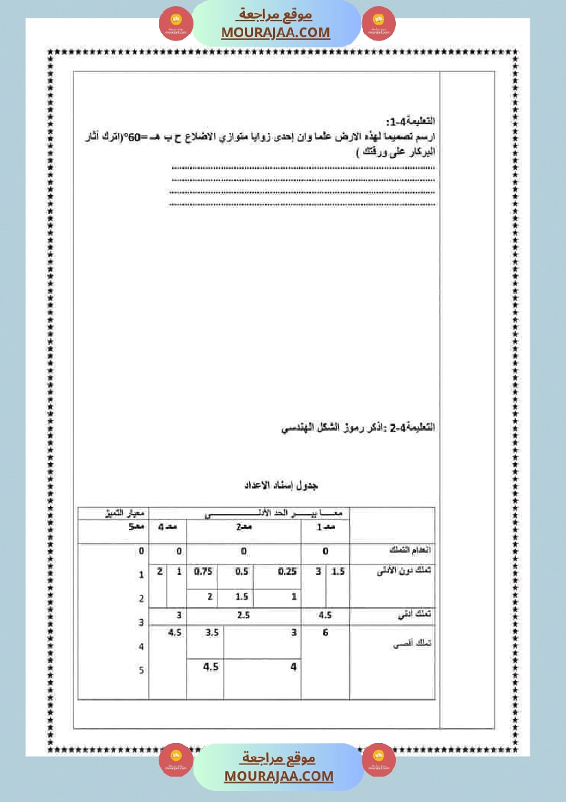 سادسة إبتدائي امتحانات الثلاثي الاول في الرياضيات صفحة 13