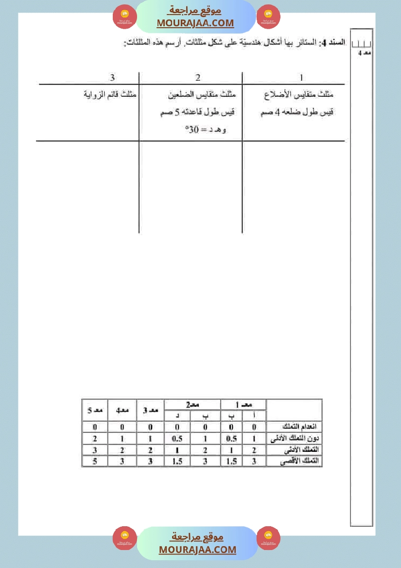 سادسة إبتدائي امتحانات الثلاثي الاول في الرياضيات صفحة 6