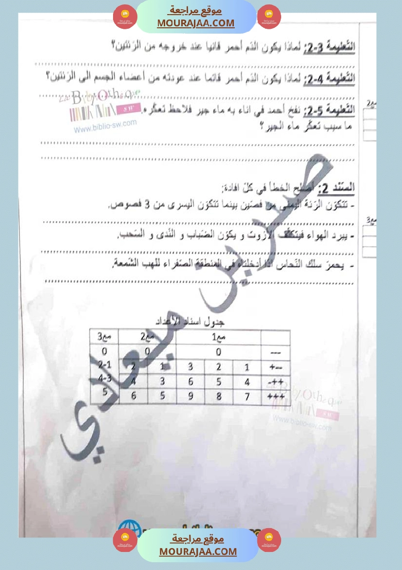 إمتحان الث لاثي الأو ل في الإيقاظ العلمي لتلاميذ السنة السادسة صفحة 3