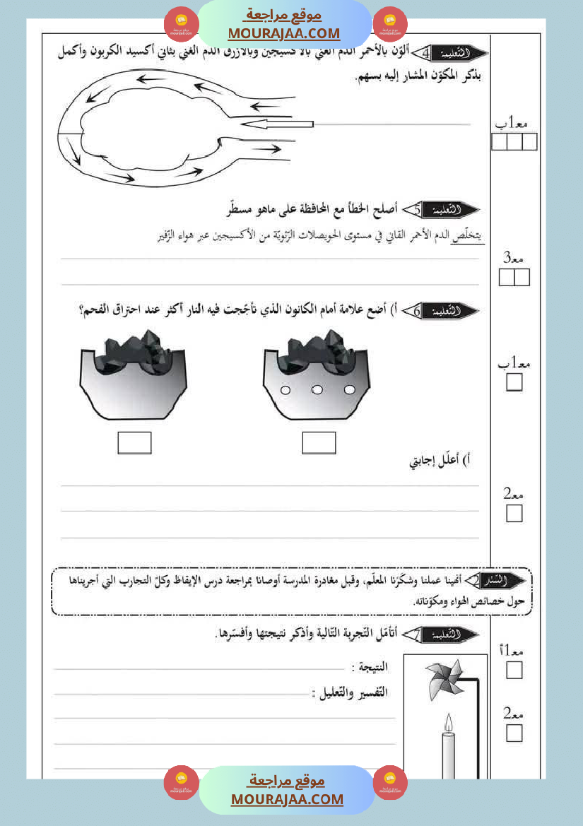 إمتحان ايقاظ علمي سنةسادسة الثلاثي الاول مرفق بالاصلاح
