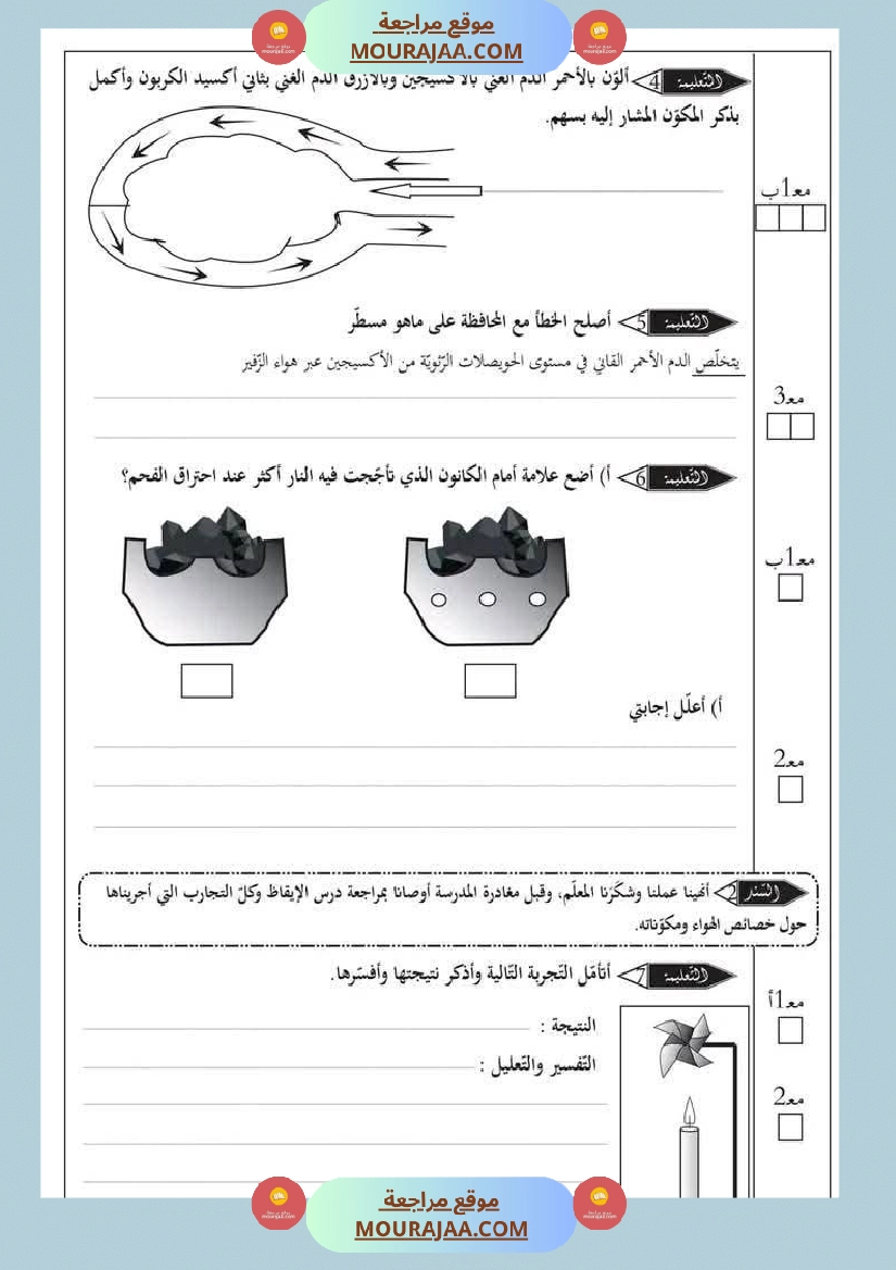 إمتحان ايقاظ علمي سنةسادسة الثلاثي الاول مرفق بالاصلاح صفحة 2
