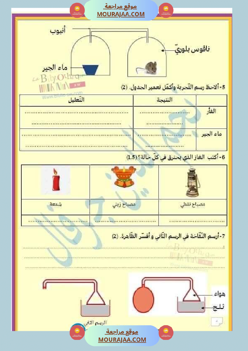 سنة سادسة اختبار في الإيقاظ العلمي الث لاثي الأو ل