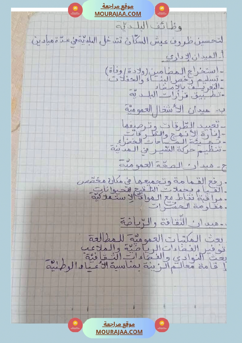 سنة سادسة تلاخيص مواد اجتماعية الثلاثي الأول صفحة 8