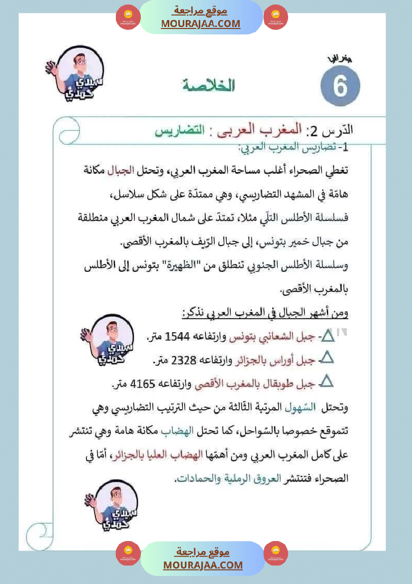 سادسة إبتدائي ملخصات دروس الثلاثي الاول مواد اجتماعية تاريخ جغرافيا و تربية مدنية