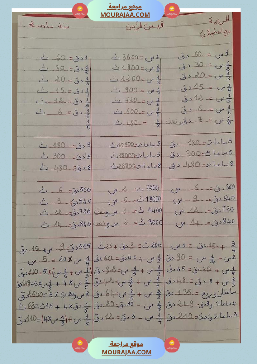 سلسلة تمارين في الرياضيات سنة سادسة