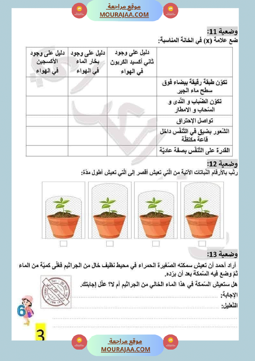 سنة سادسة إبتدائي ايقاظ علمي الثلاثي الاول مراجعة شاملة بالاصلاح