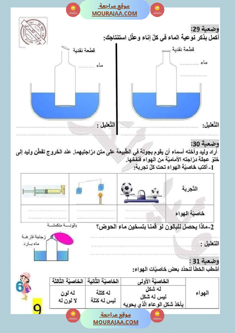 سنة سادسة إبتدائي ايقاظ علمي الثلاثي الاول مراجعة شاملة بالاصلاح