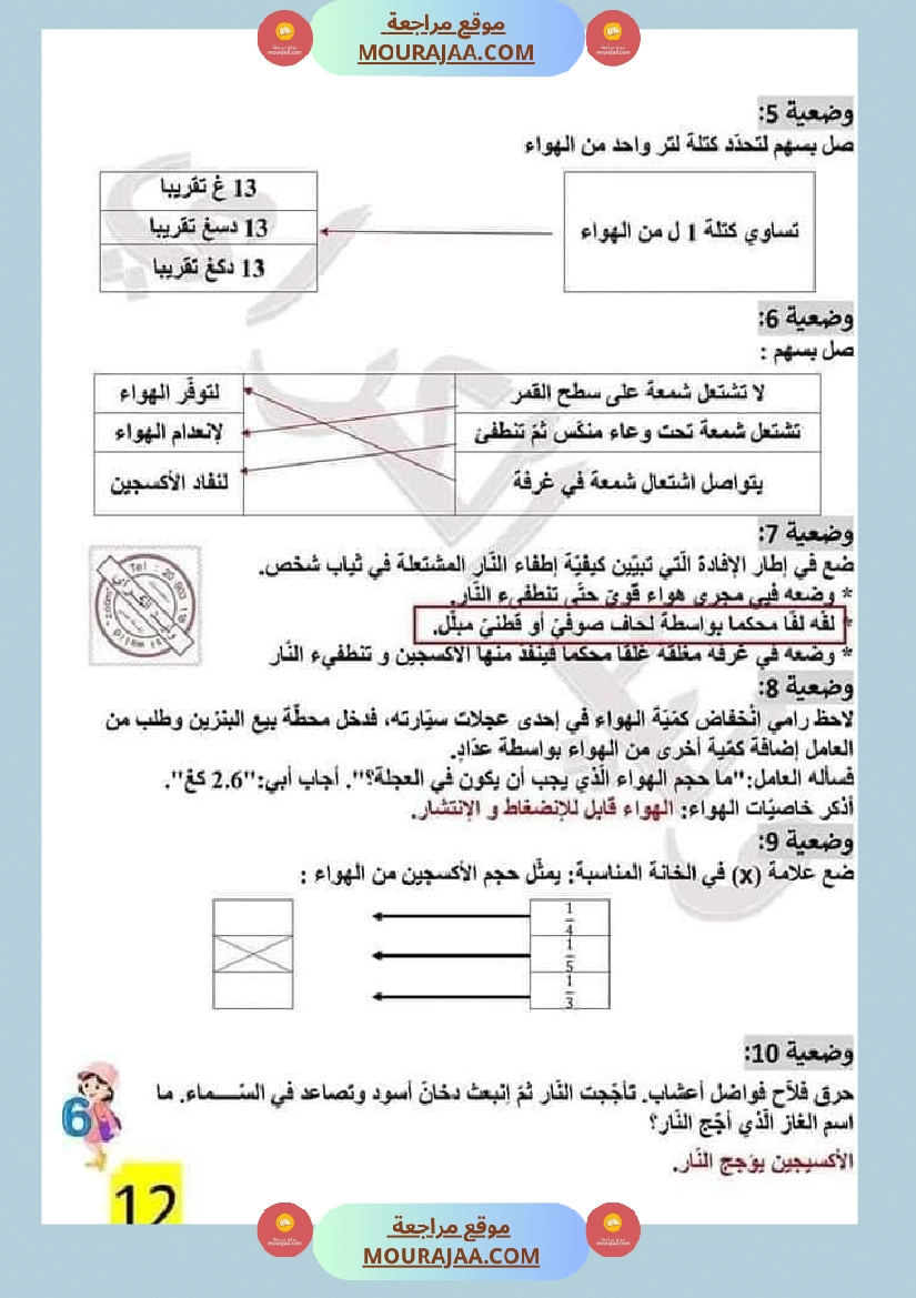 سنة سادسة إبتدائي ايقاظ علمي الثلاثي الاول مراجعة شاملة بالاصلاح صفحة 4