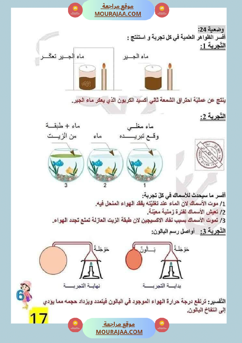 سنة سادسة إبتدائي ايقاظ علمي الثلاثي الاول مراجعة شاملة بالاصلاح