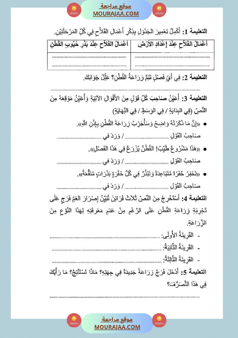 تقيبمات قراءة للسنة الرابعة الإصلاح الثلاثي الثالث