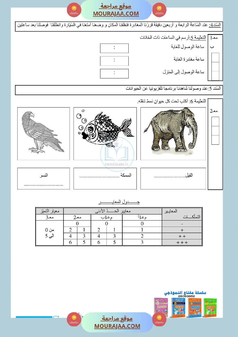 إمتحان سنة ثالثة ابتدائي إيقاظ علمي الثلاثي الأول