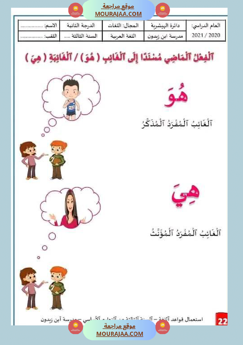 استعمال قواعد اللغة السنة الثالثة من التعليم الأساسي الوحدة الثانية