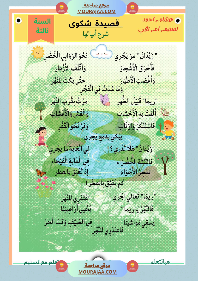 السنة ثالثة شرح مسرحية شكوى قراءة وفهم مستوحى من المسرحية انتاج وتواصل ومشروع مسرحية