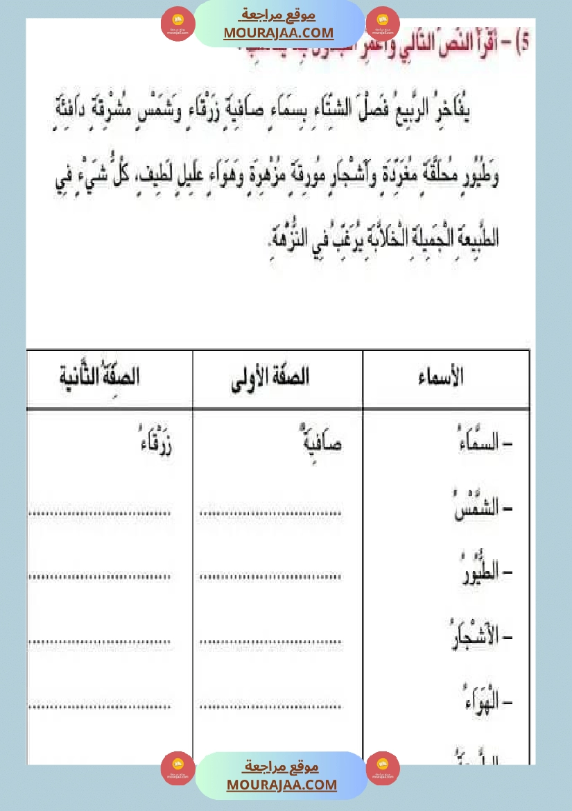 تمارن إنتاج كتابي سنة 3 صفحة 5