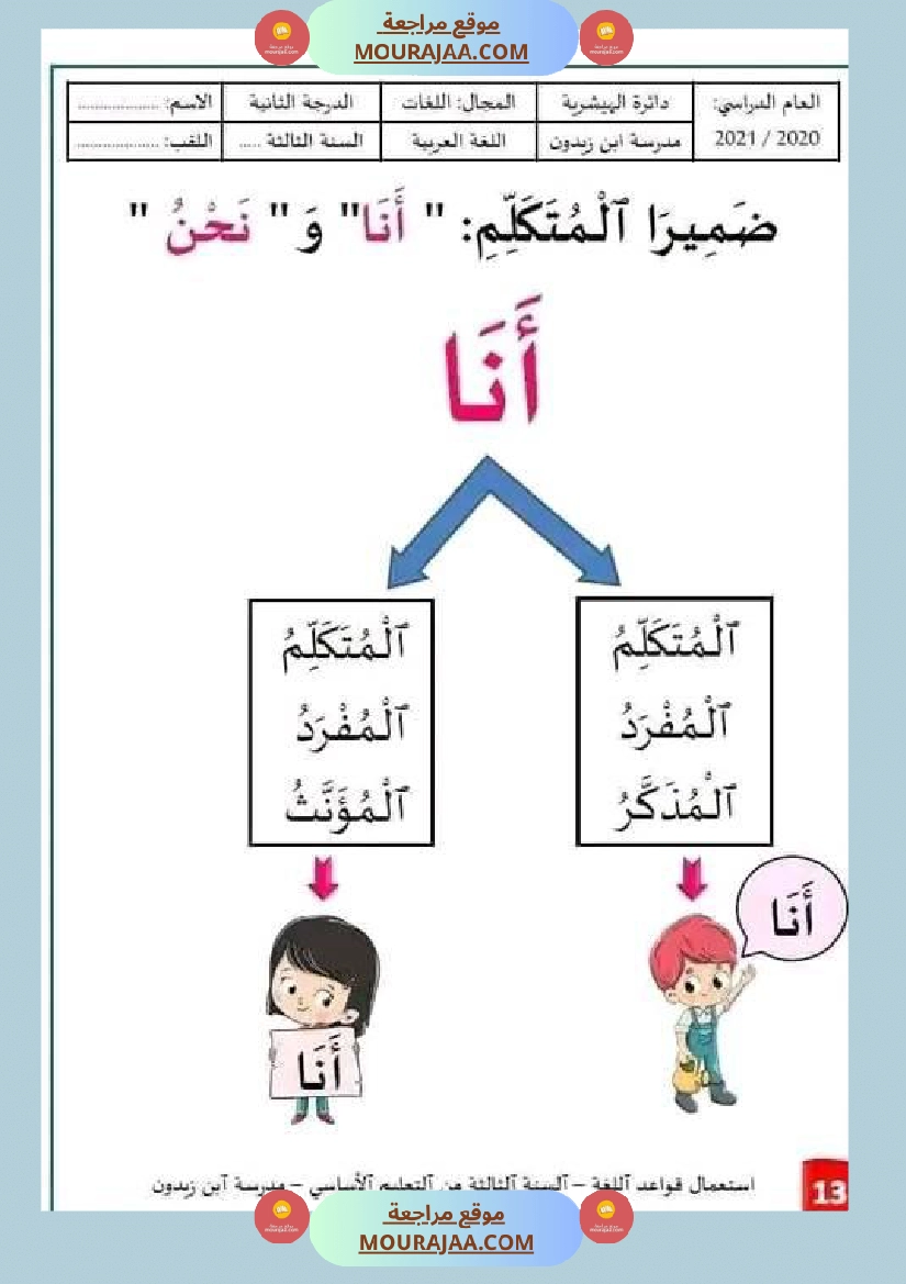 قواعد لغة سنة ثالثة الفعل الماضي صفحة 7