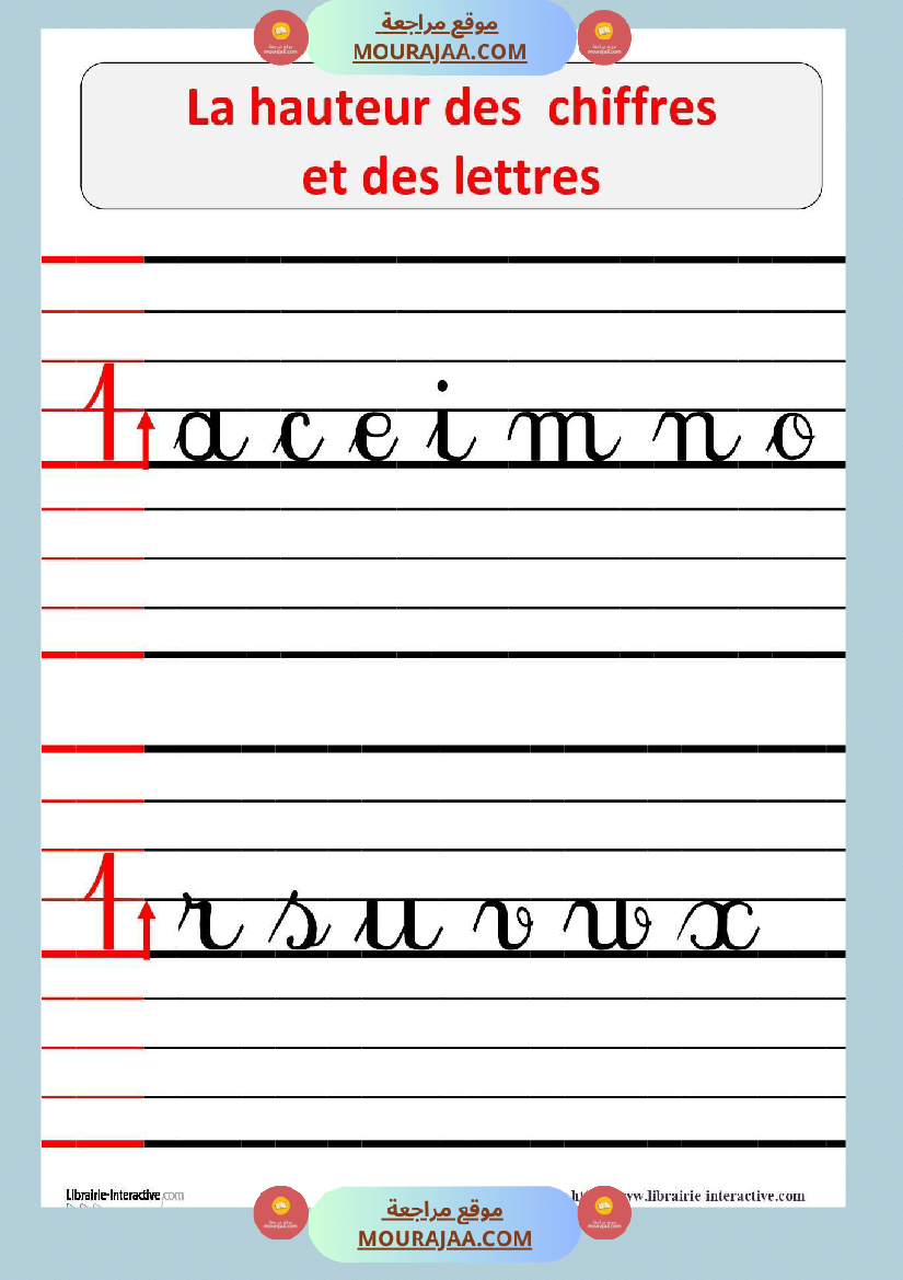 la hauteur des lettres et chiffres 3eme