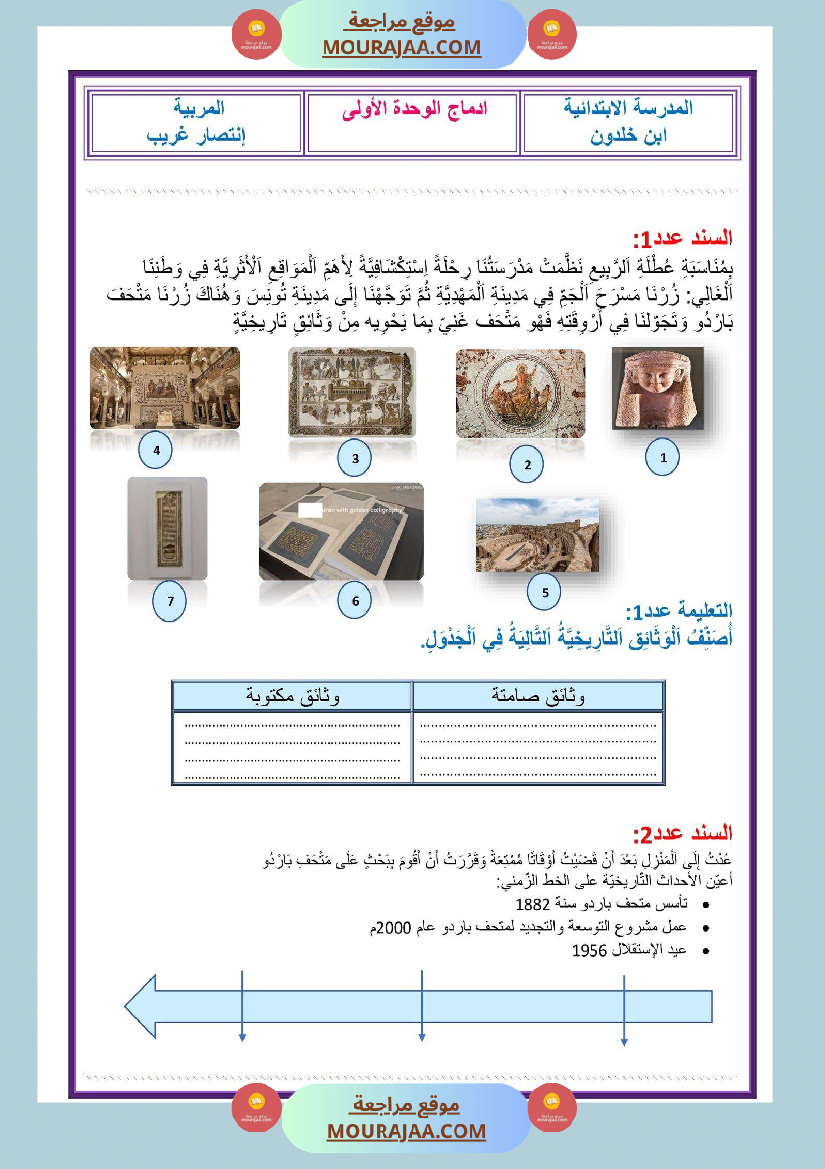 ادماج الثلاثي الاول سنة الخامسة تاريخ و جغرافيا