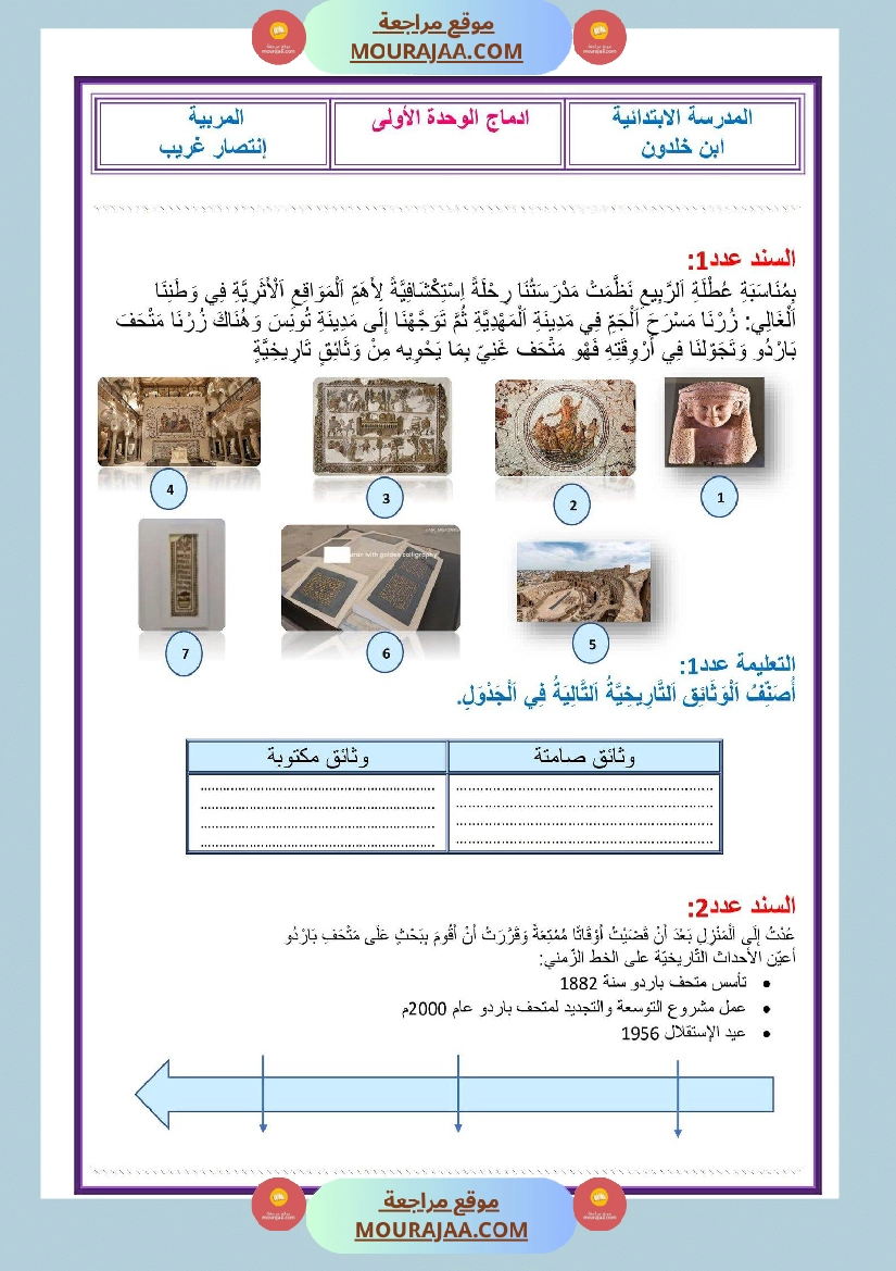 ادماج الثلاثي الاول سنة الخامسة تاريخ و جغرافيا