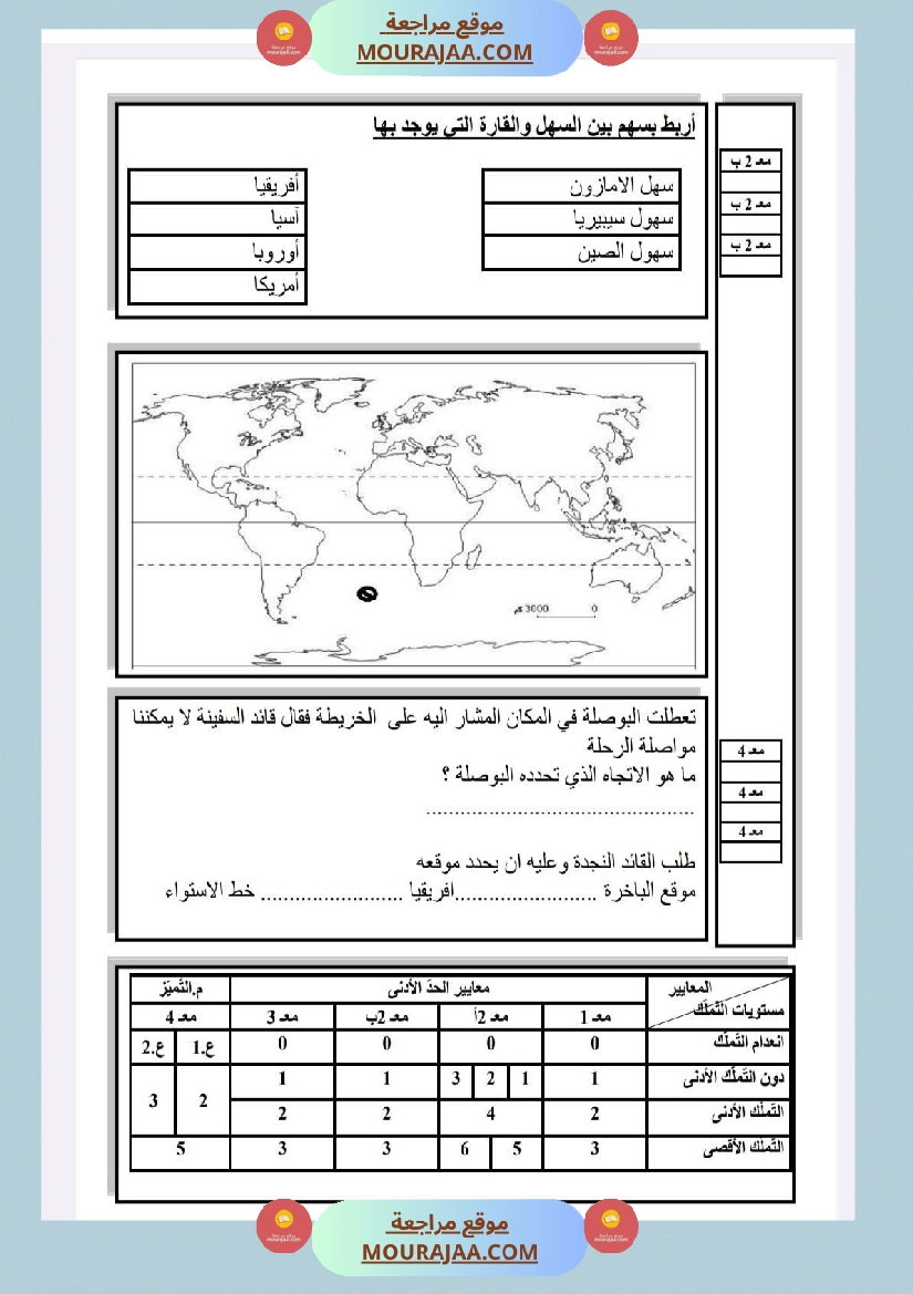 امتحانات الجغرافيا الثلاثي الأول السنة الخامسة صفحة 4