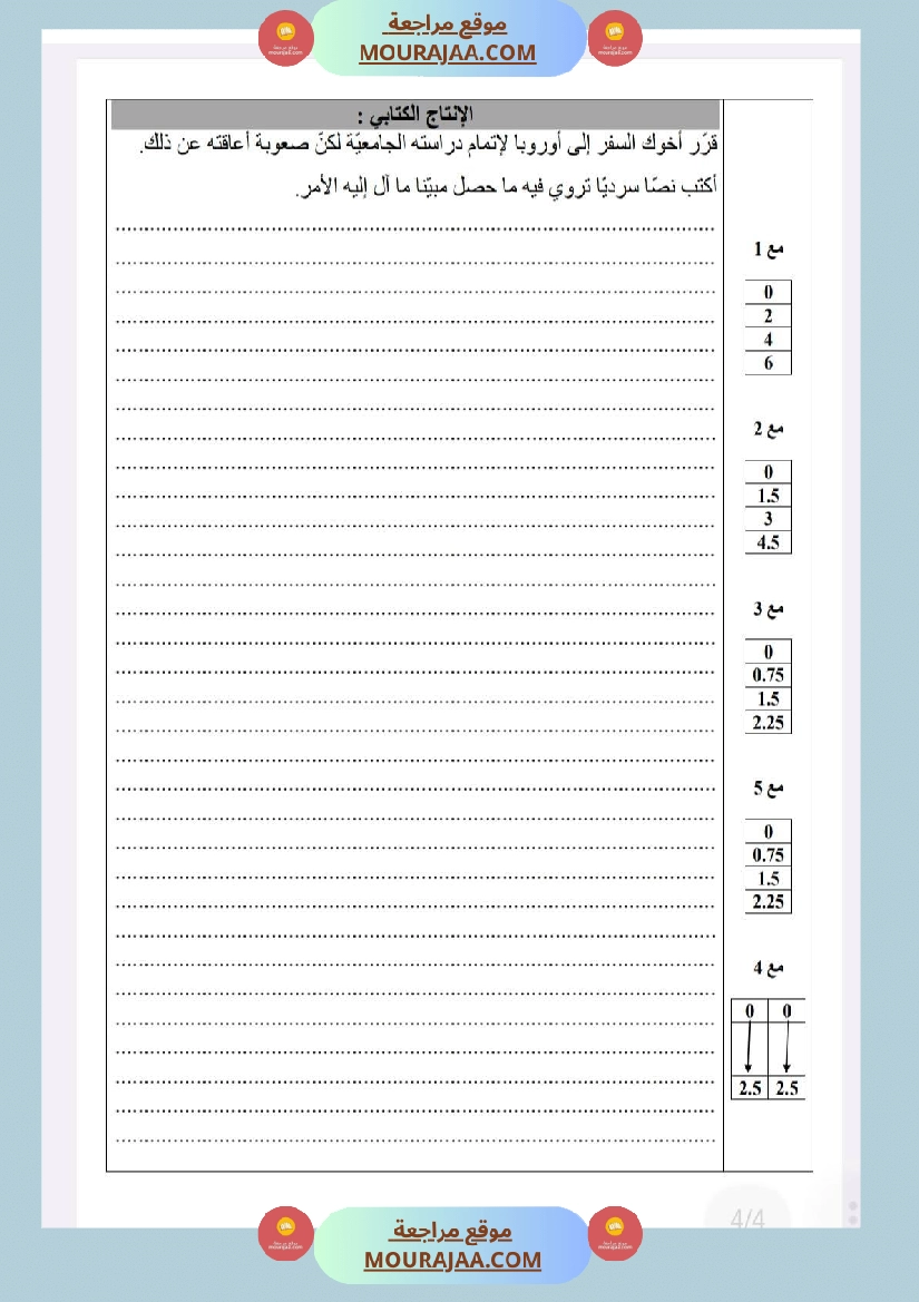 امتحانات قراءة السنة الخامسة الثلاثي الاول صفحة 10