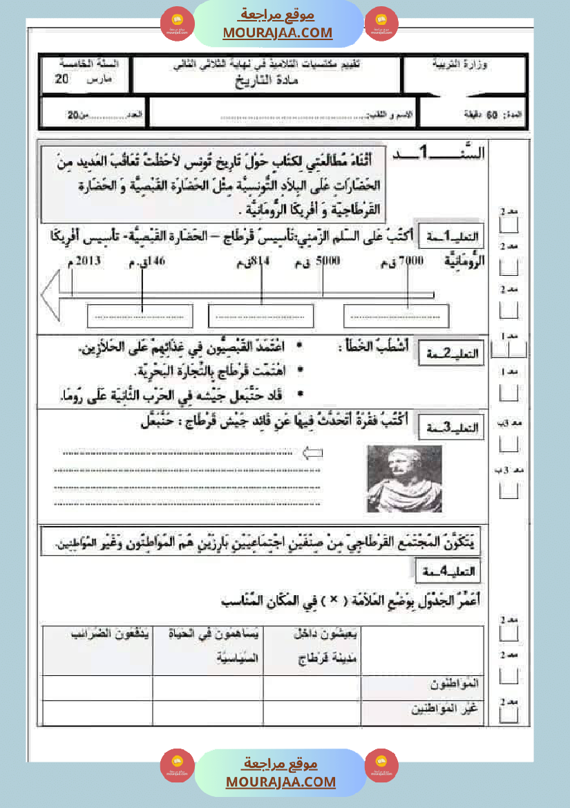 جميع امتحانات السنة الخامسة الثلاثي الأول