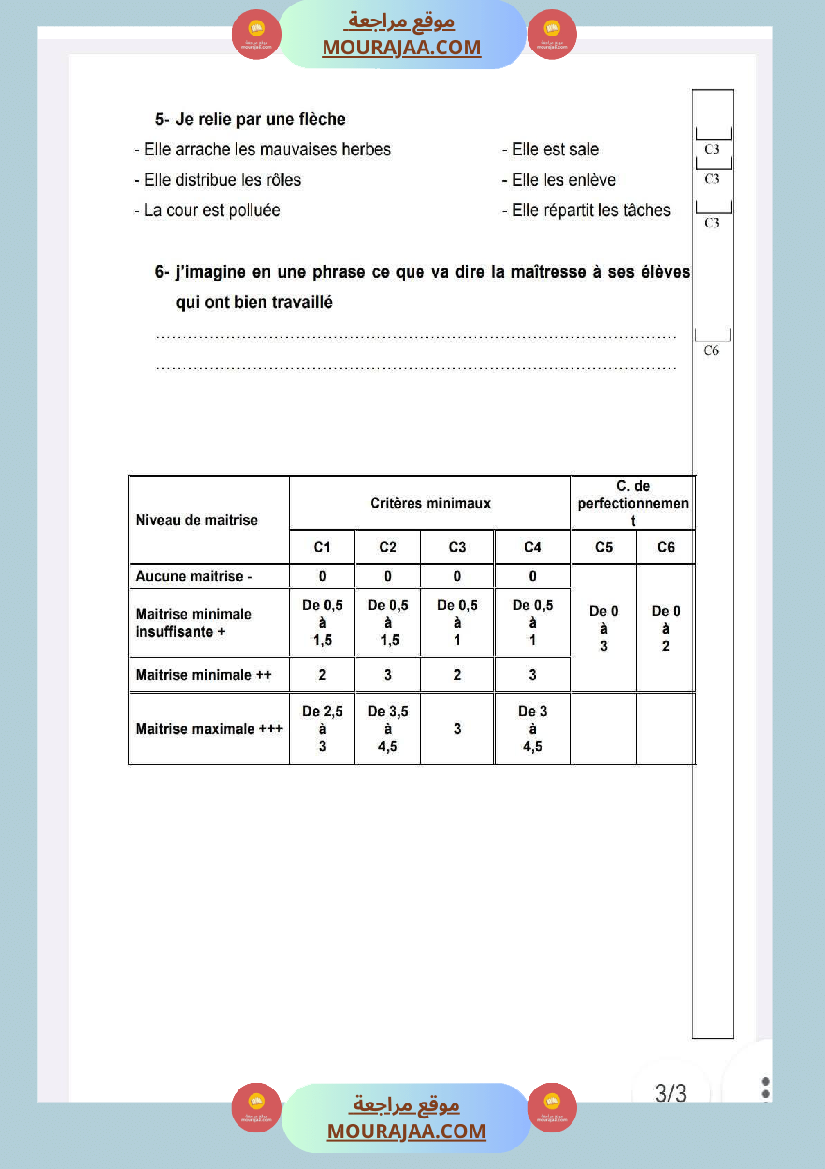 5eme annee examens 1er trimestre