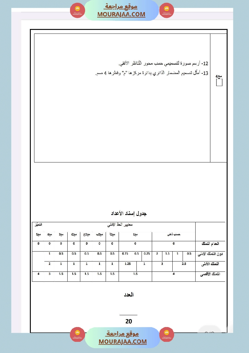 امتحانات رياضيات السنة الخامسة الثلاثي الأول صفحة 3