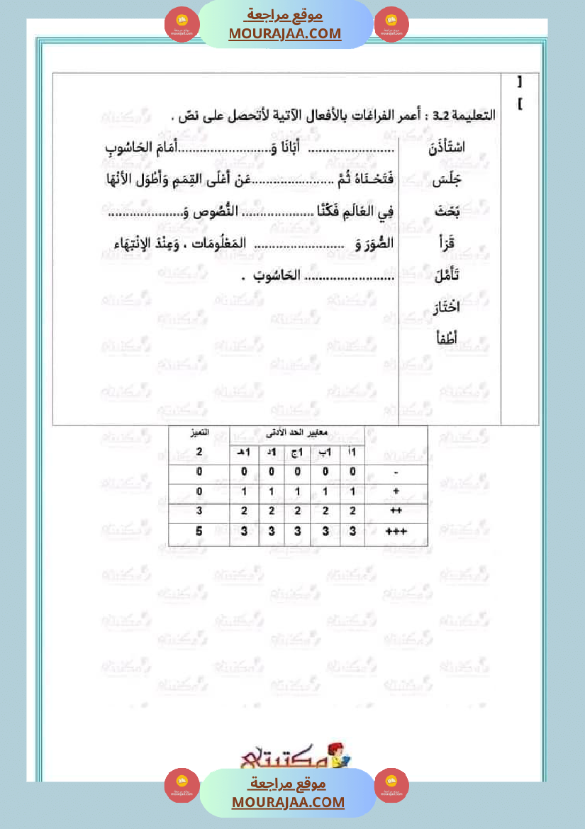 تقييمات الثلاثي الأول السنة الخامسة كل المواد