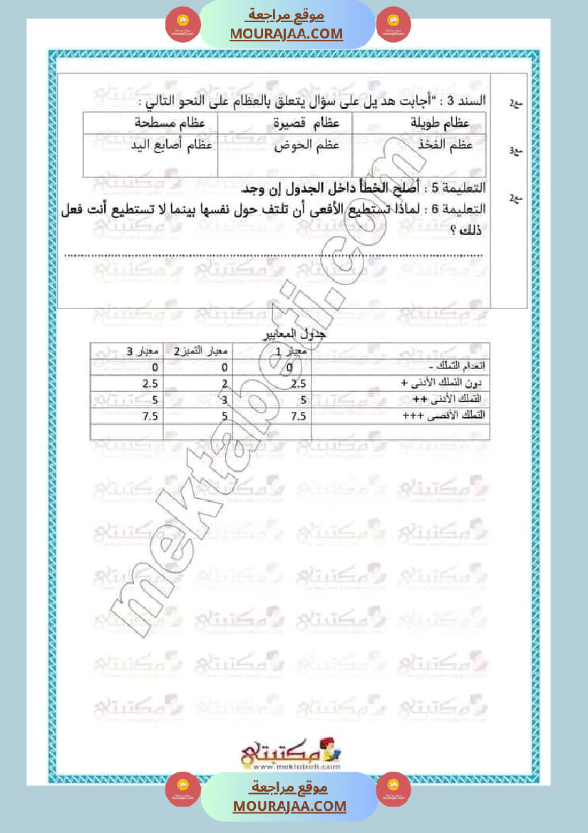 تقييمات الثلاثي الأول السنة الخامسة كل المواد