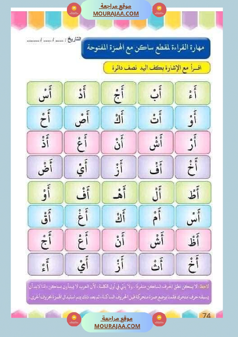 تدريب على القراءة للسنوات الأولى لاتقان القرآءة الجهرية