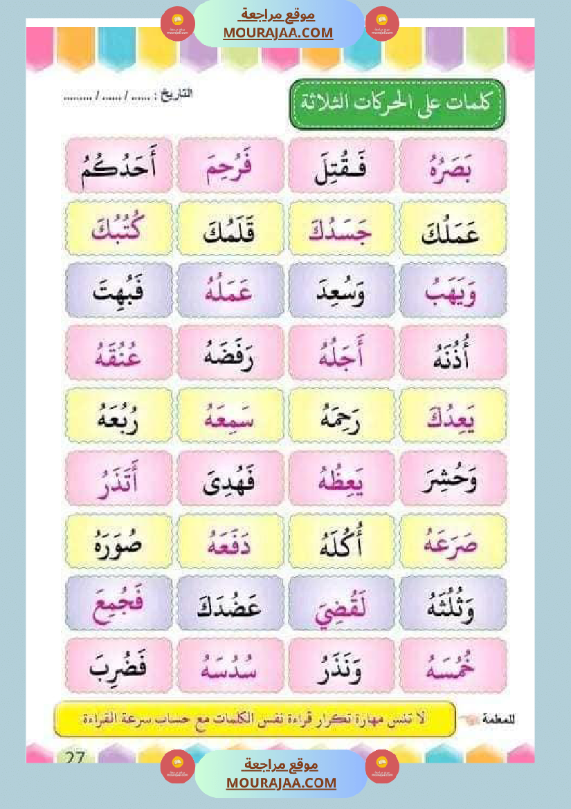 تدريب على القراءة للسنوات الأولى لاتقان القرآءة الجهرية