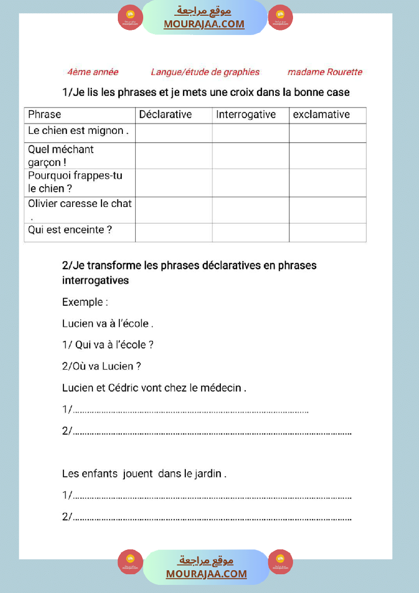 4eme annee langue etude de graphies
