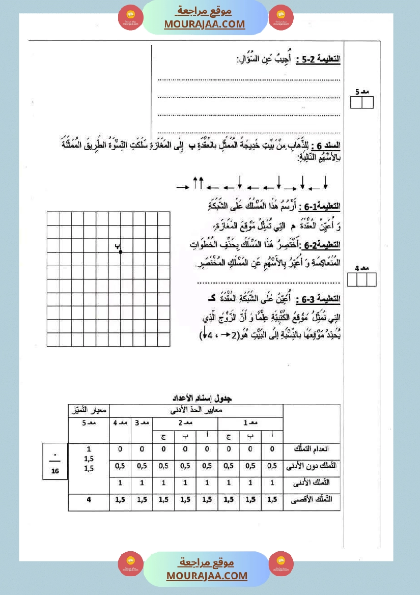 امتحان رياضيات مع الاصلاح سنة رابعة ثلاثي 1 صفحة 3