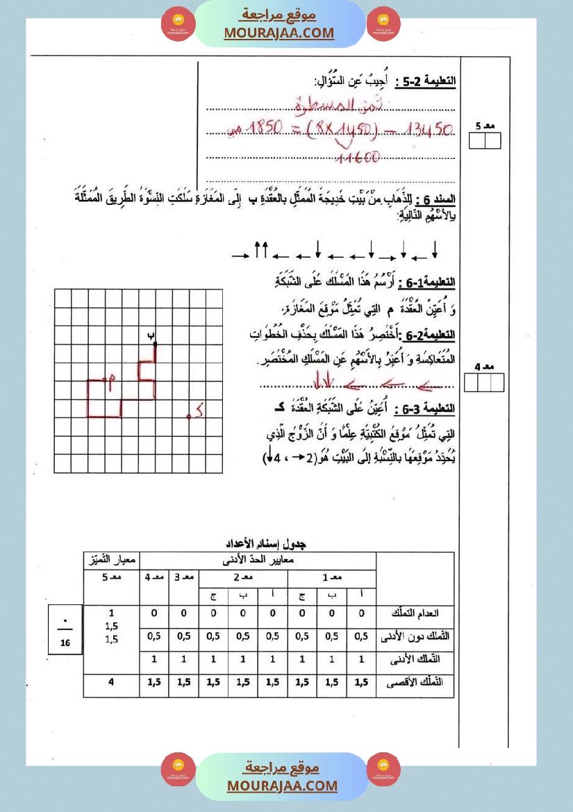 رياضيات سنة رابعة الثلاثي الأول صفحة 6