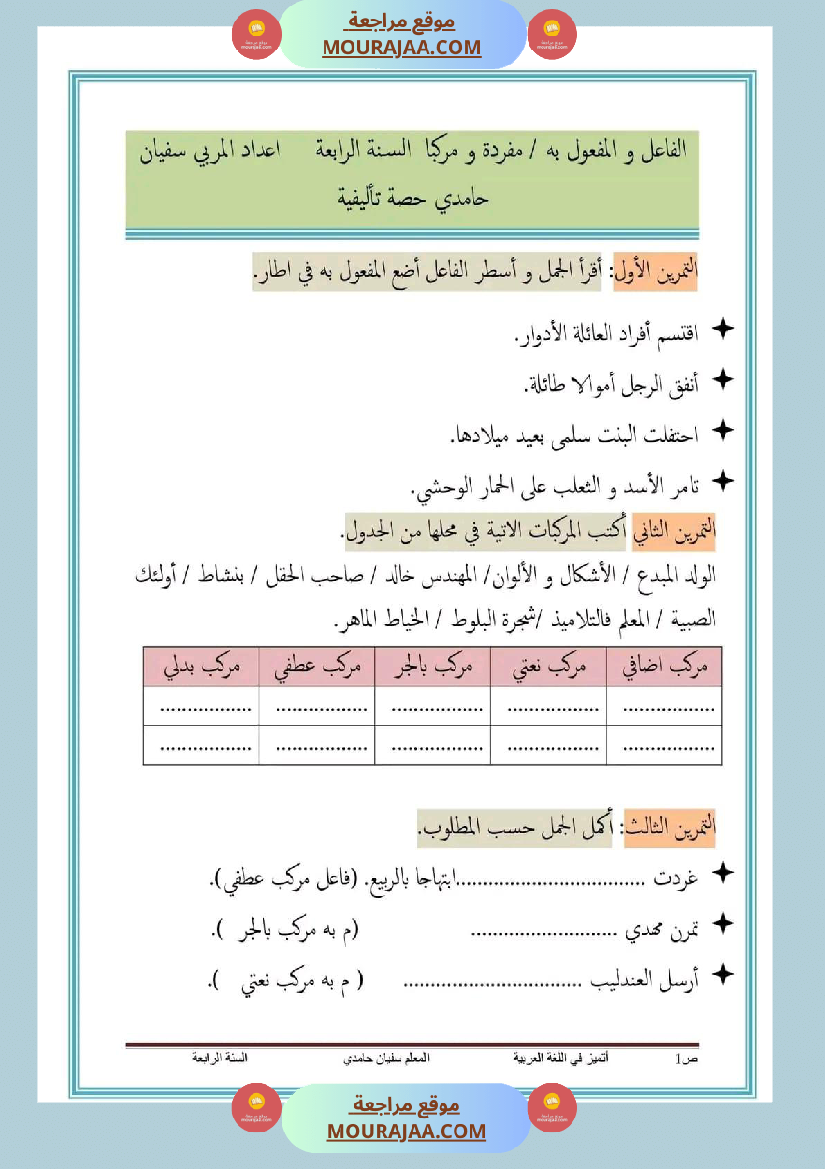 قواعد لغة ثلاثي اول سنة الرابعة