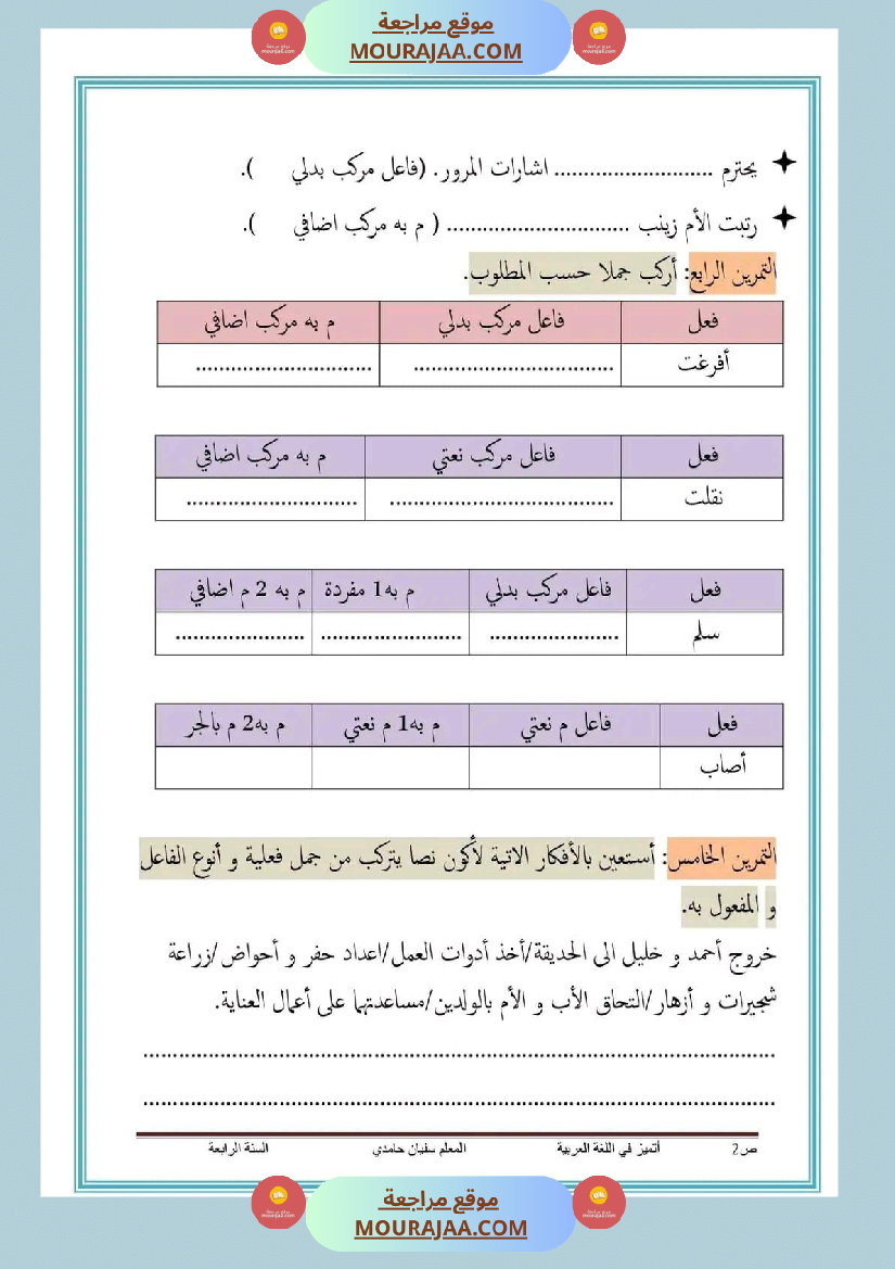 قواعد لغة ثلاثي اول سنة الرابعة