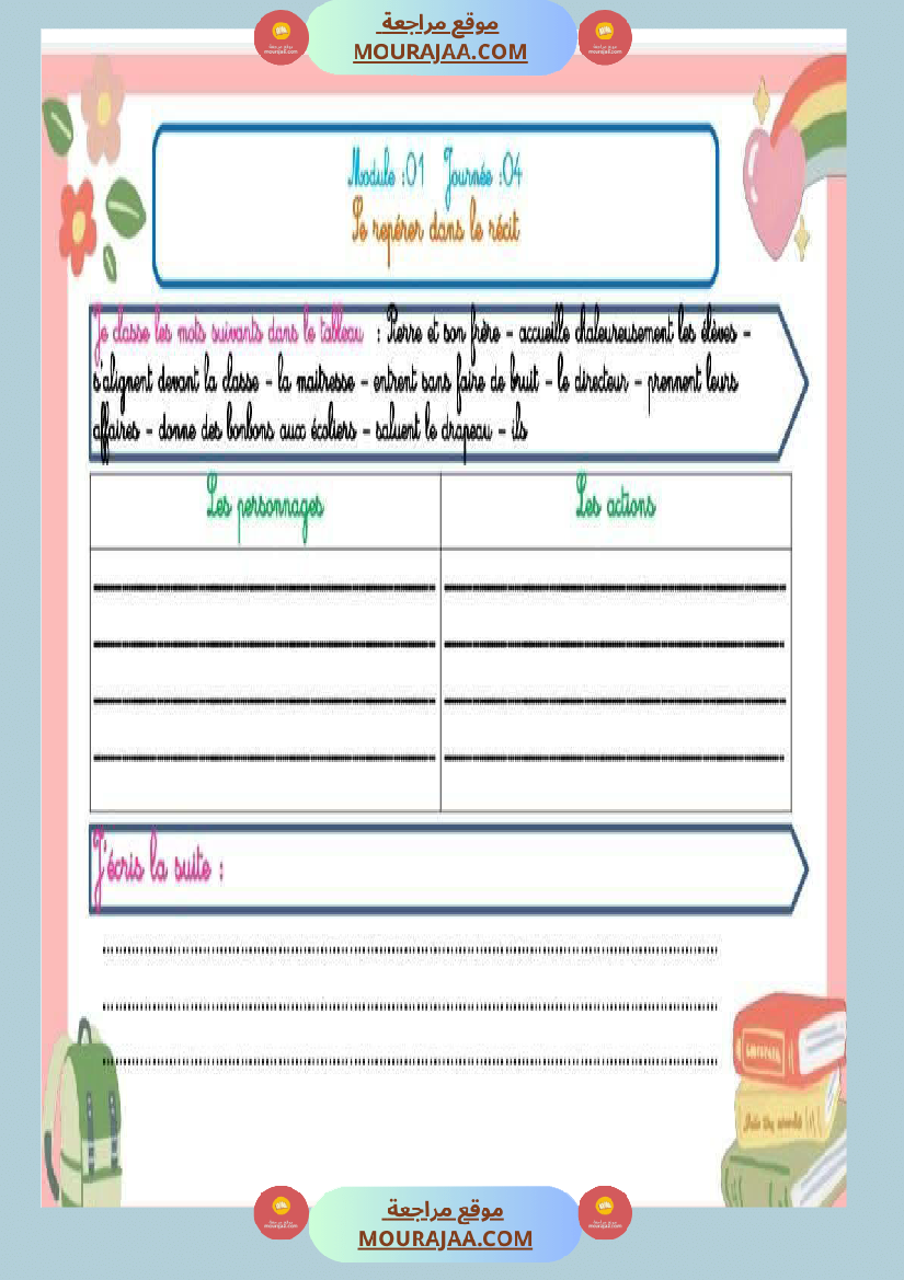 projet d ecriture 4eme annee