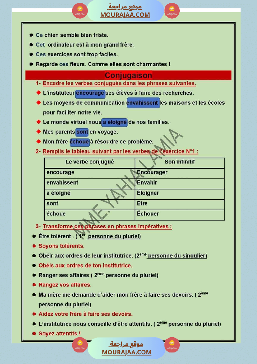 langue 1ere trimestre 6eme annee