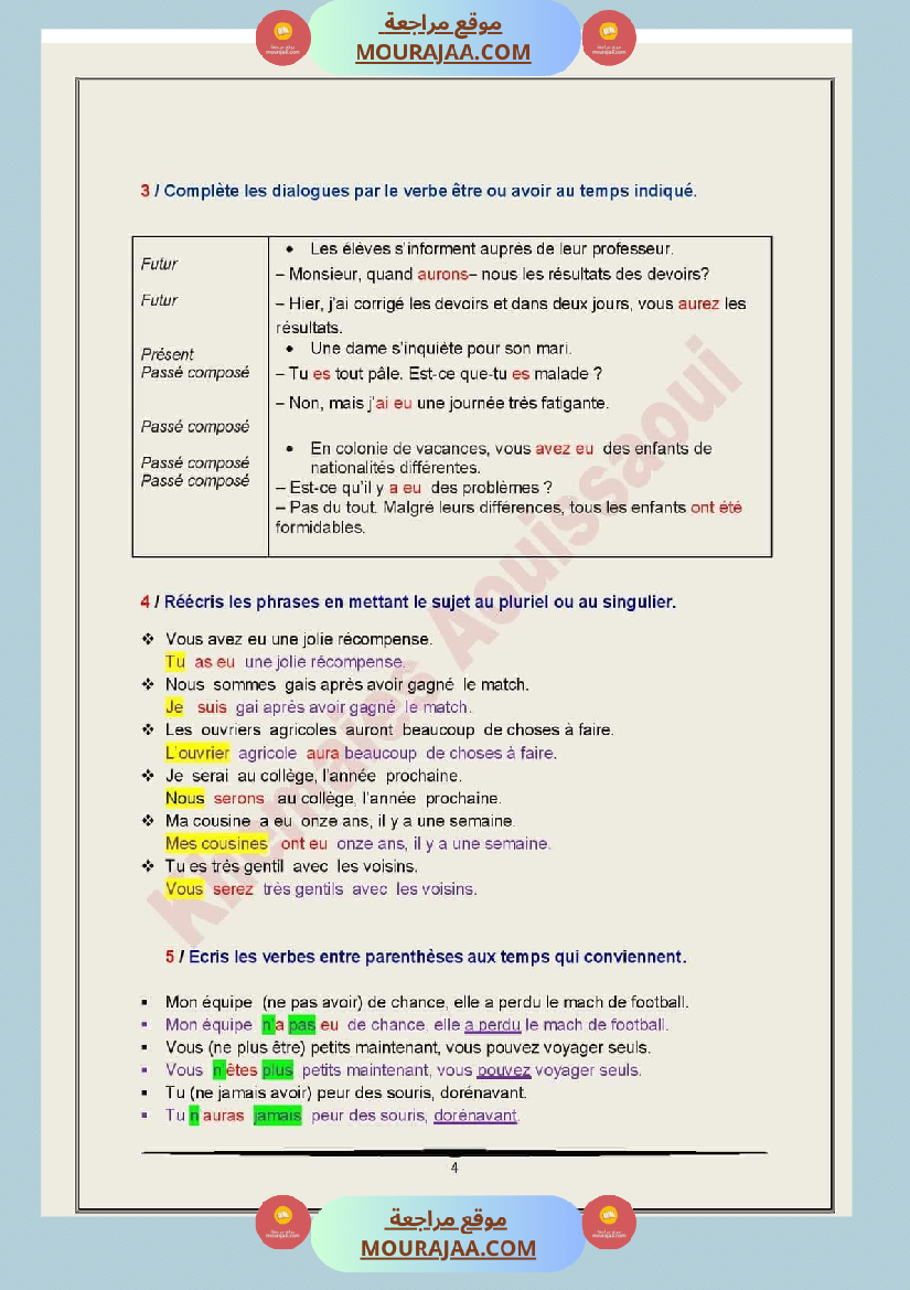 langue module4 6eme annee exercices de consolidation corriges