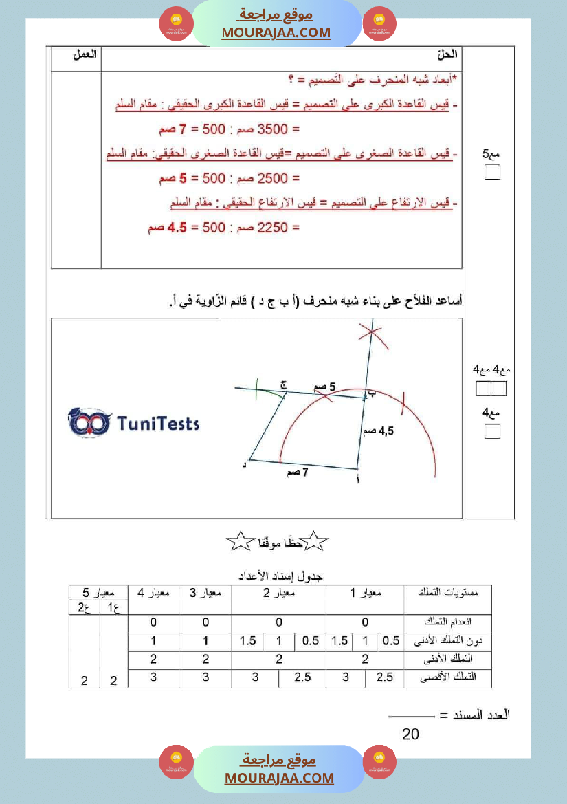 امتحانات السنة السادسة رياضيات الثلاثي الأول مرفقة بالاصلاح