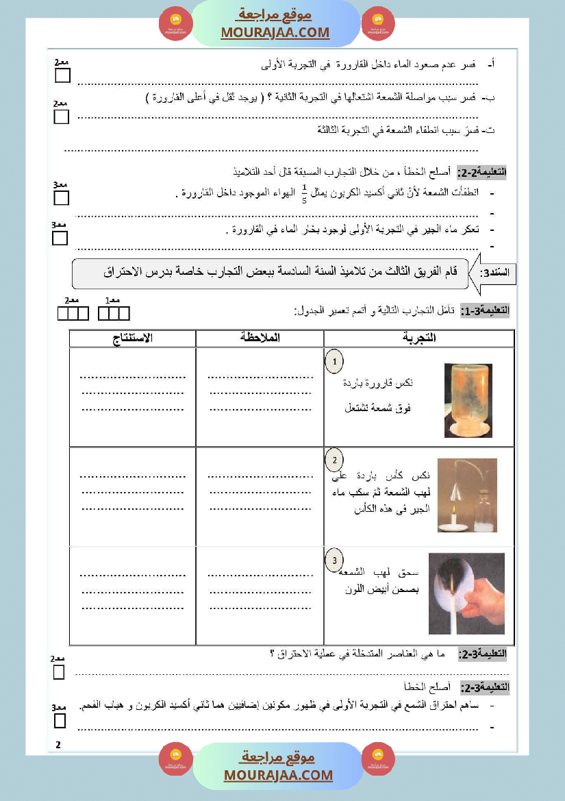 امتحان إيقاظ علمي الثلاثي الأول السنة السادسة