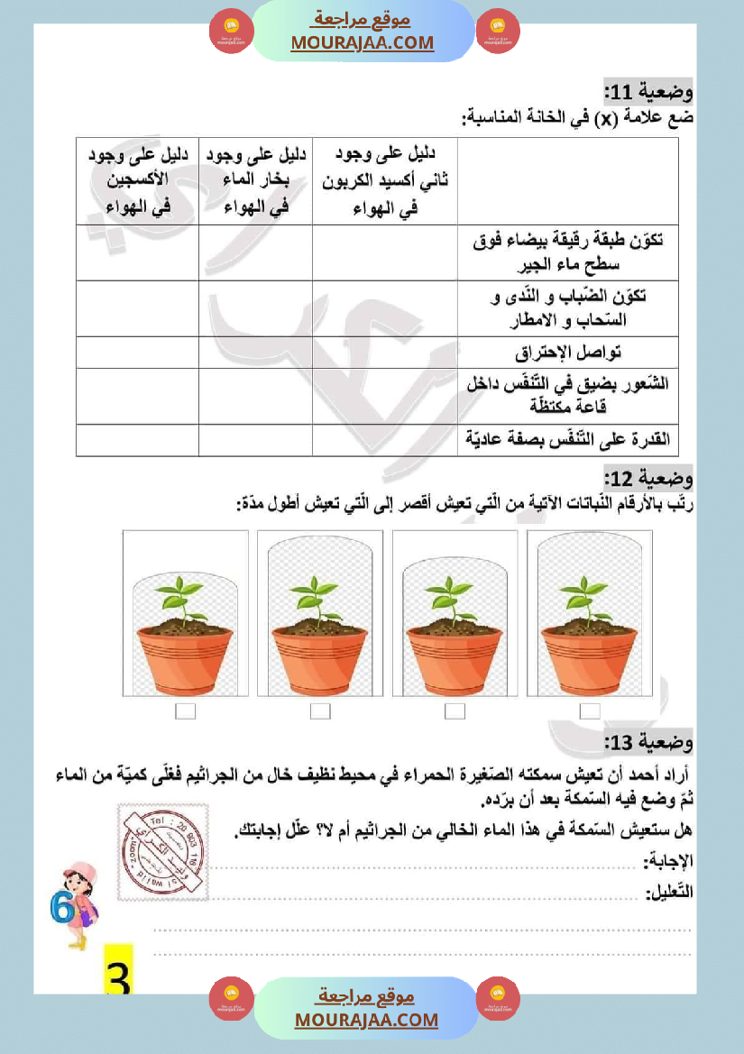 تمارين محور الهواء مع الاصلاح لتلاميذ السادسة