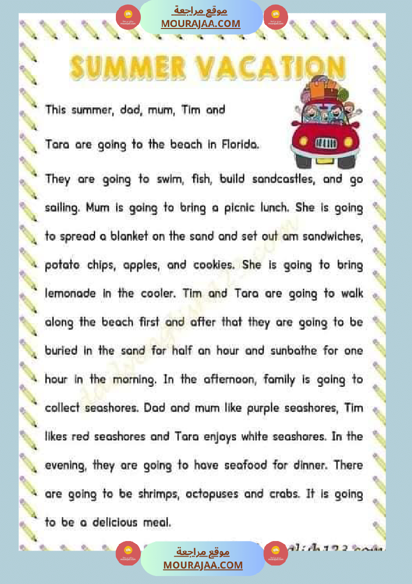 textes en anglais 6eme annee