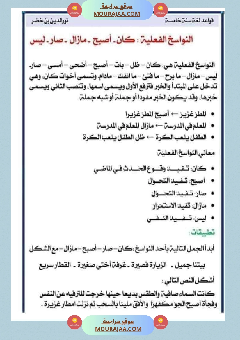 قواعد اللغة لتلاميذ السنة السادسة صفحة 16