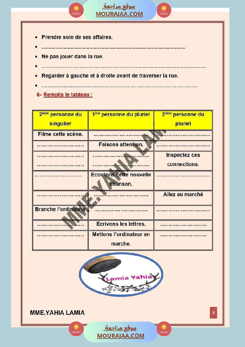 6 eme annee module 2 conjugaison grammaire orthographe exercices corriges