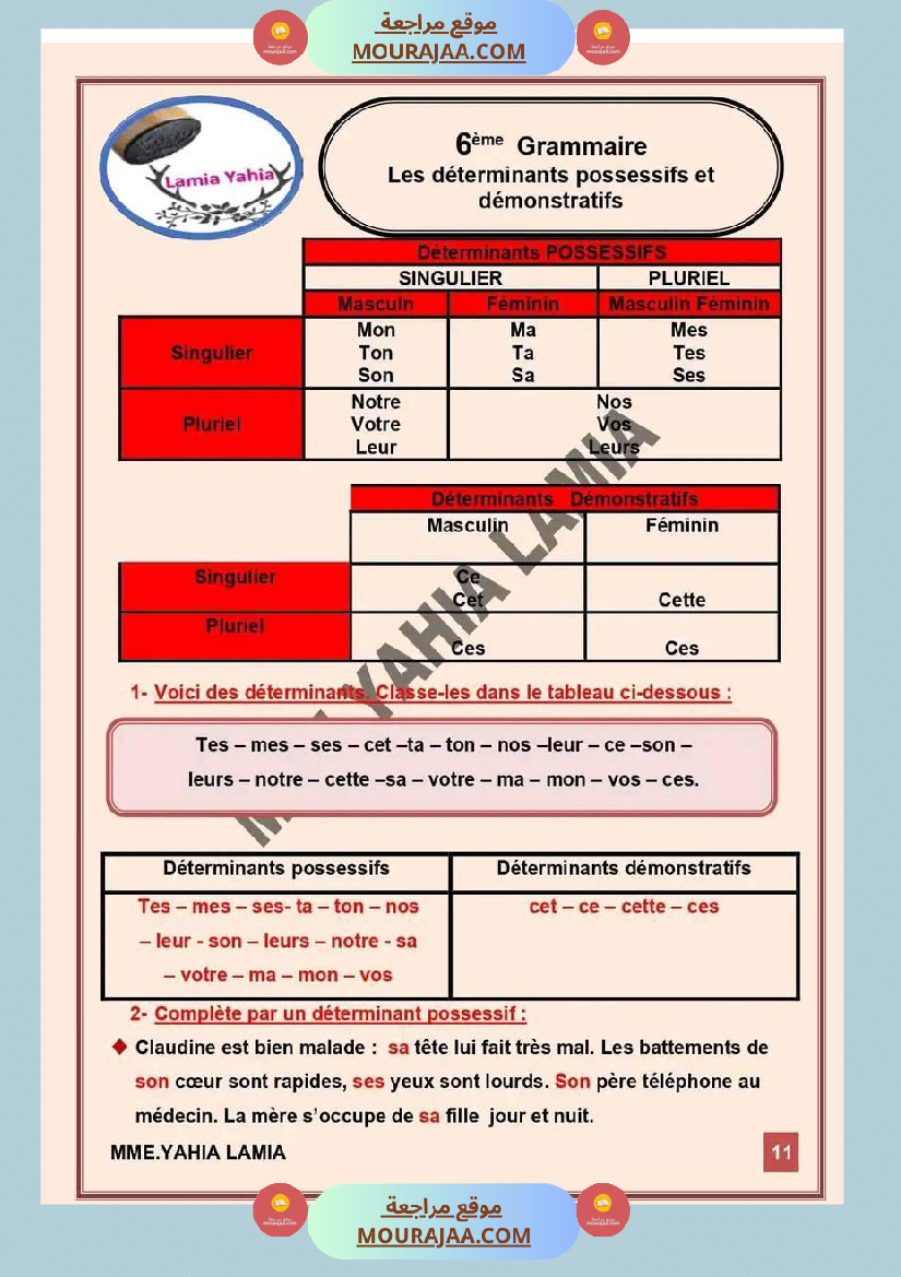 6 eme annee module 2 conjugaison grammaire orthographe exercices corriges