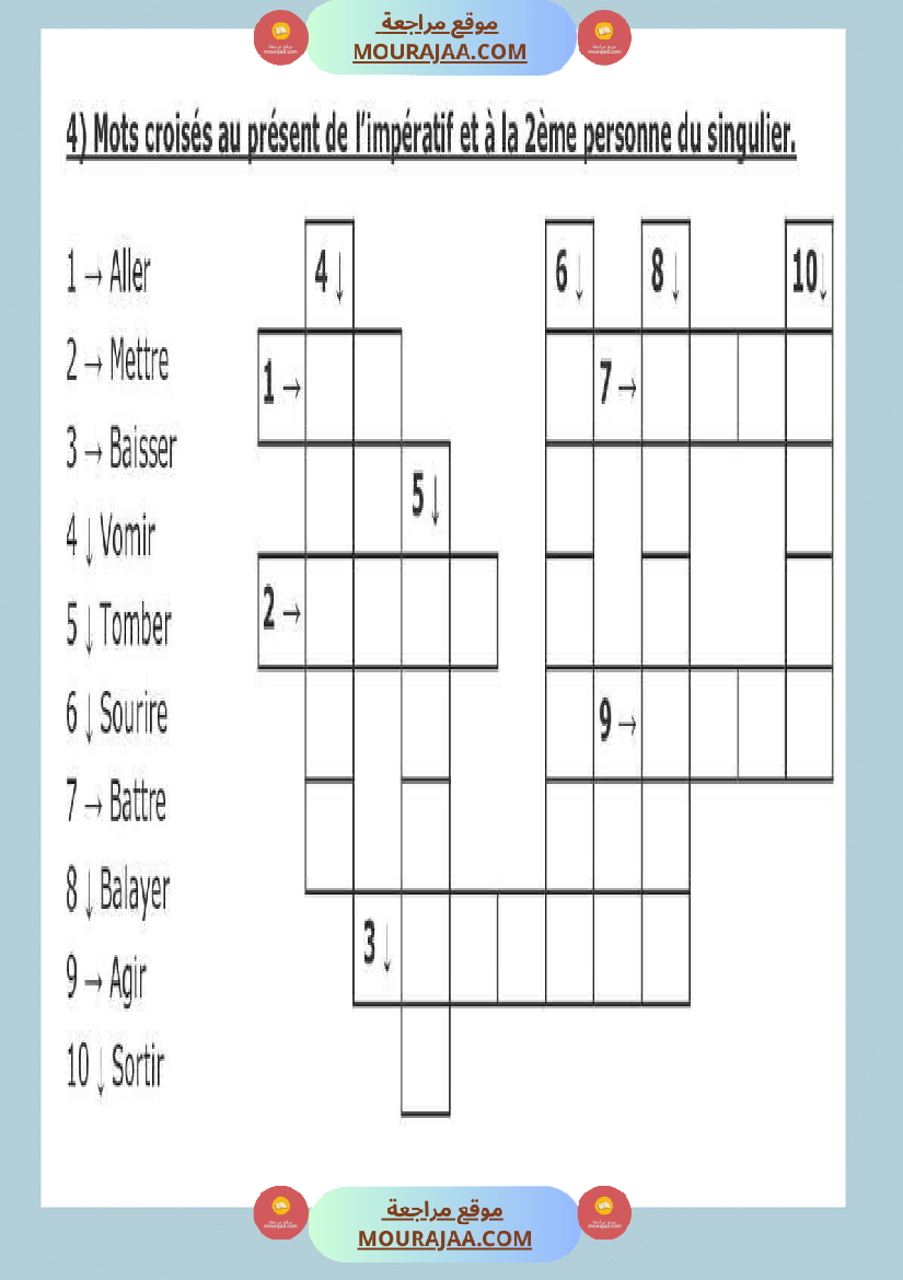 l imperatif conjugaison module 2 fiche memo exercices correction 6eme