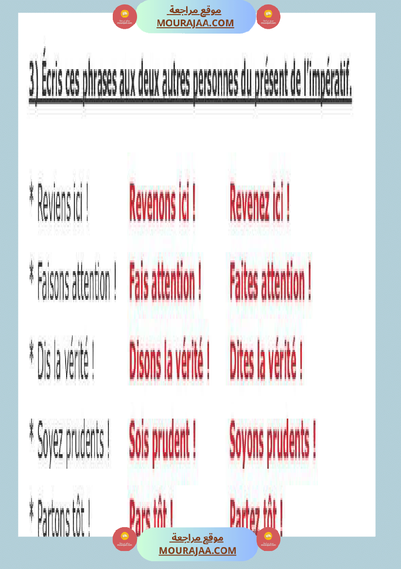 l imperatif conjugaison module 2 fiche memo exercices correction 6eme