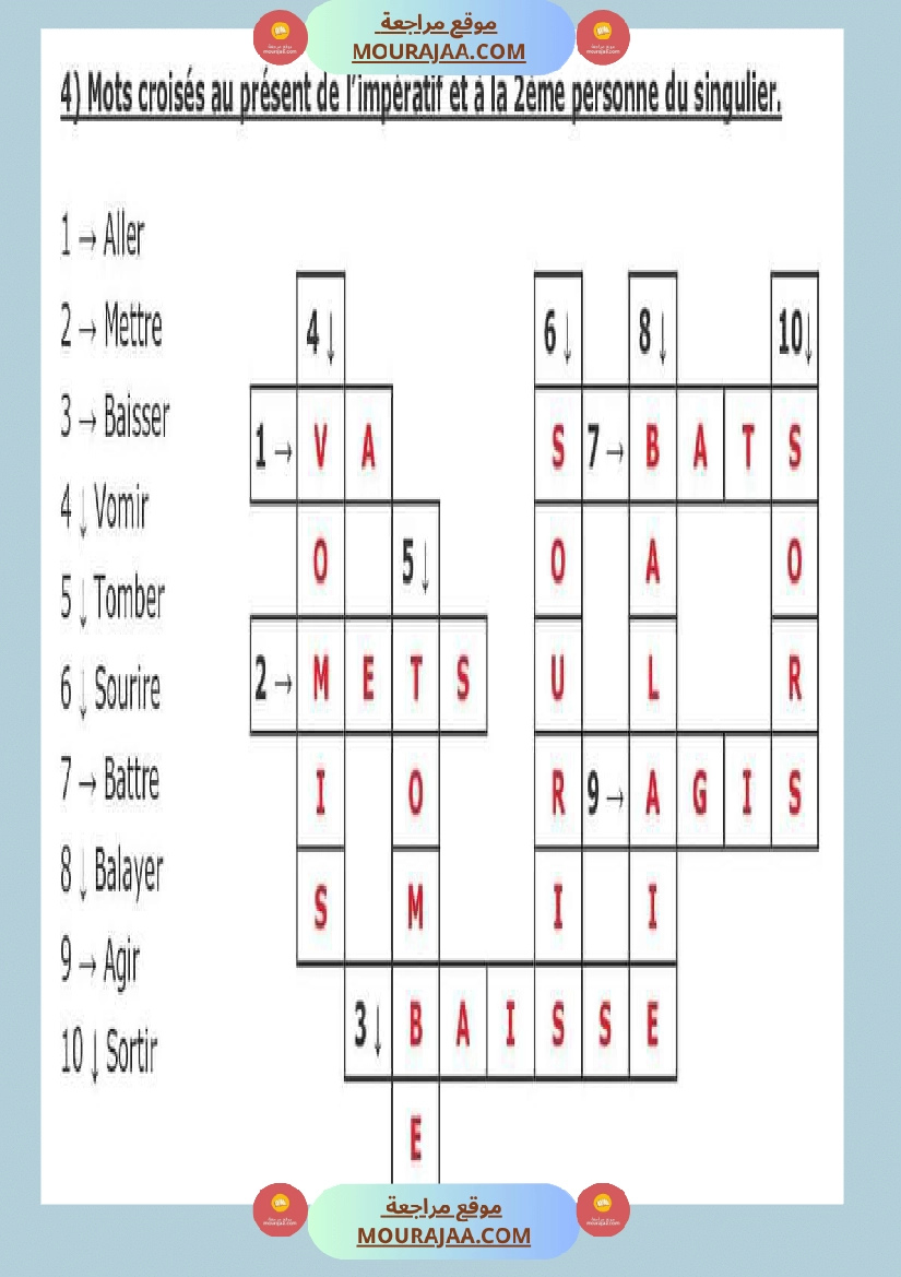 l imperatif conjugaison module 2 fiche memo exercices correction 6eme صفحة 9