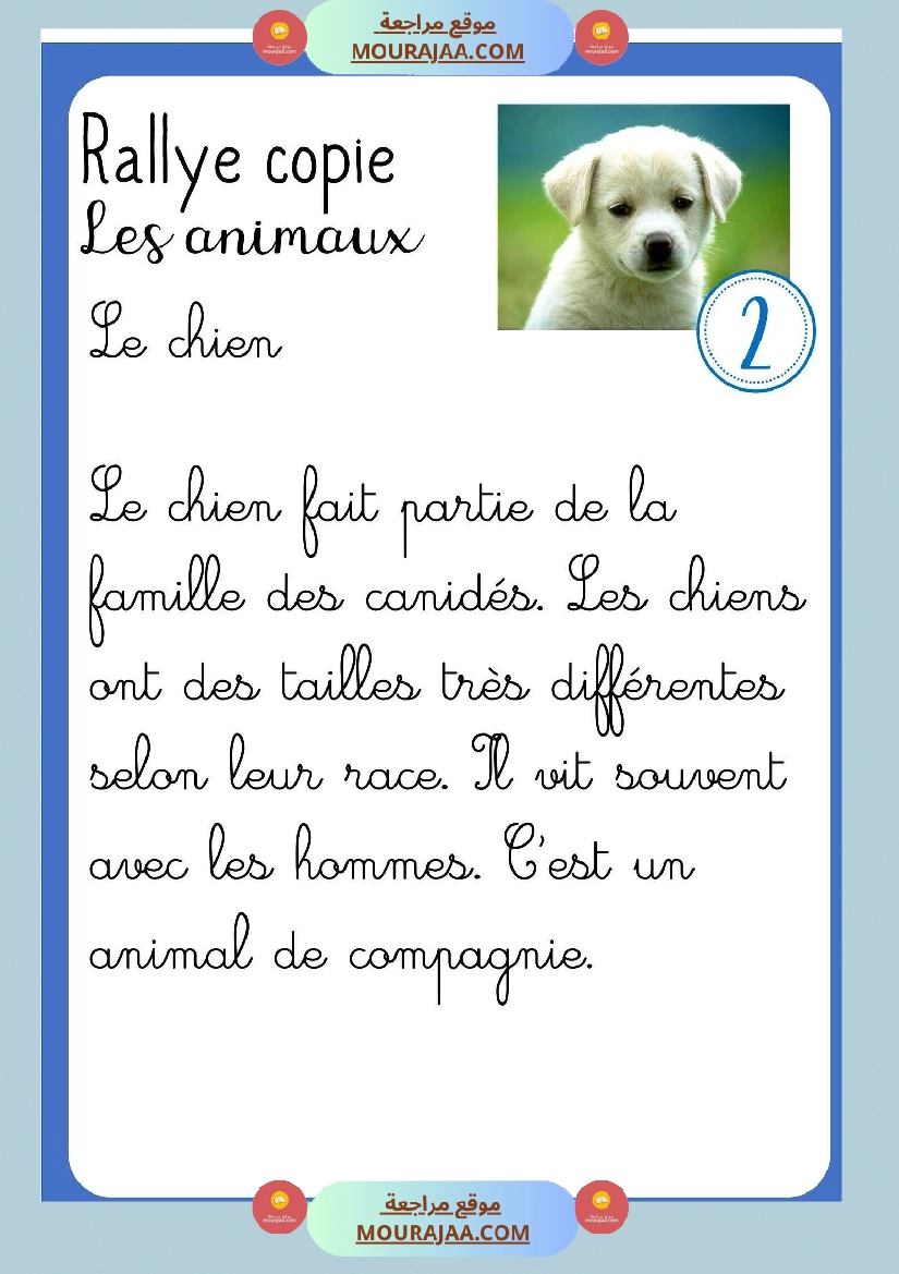 انتاج كتابي لغة فرنسية وصف حيوانات صفحة 3